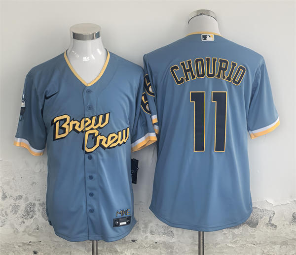 Youth Milwaukee Brewers #11 Jackson Chourio Powder Blue City Connect Limited Jersey