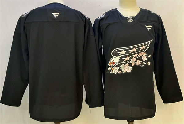 Men's Washington Capitals Custom Fantics Black Cherry Blossom 50th Anniversary Edition Jersey