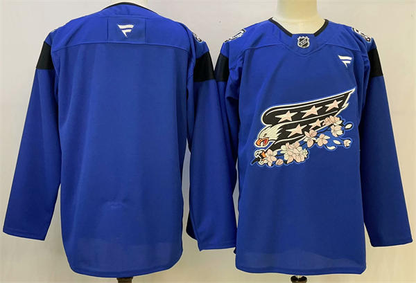 Men's Washington Capitals Custom Fantics Blue Cherry Blossom 50th Anniversary Edition Jersey