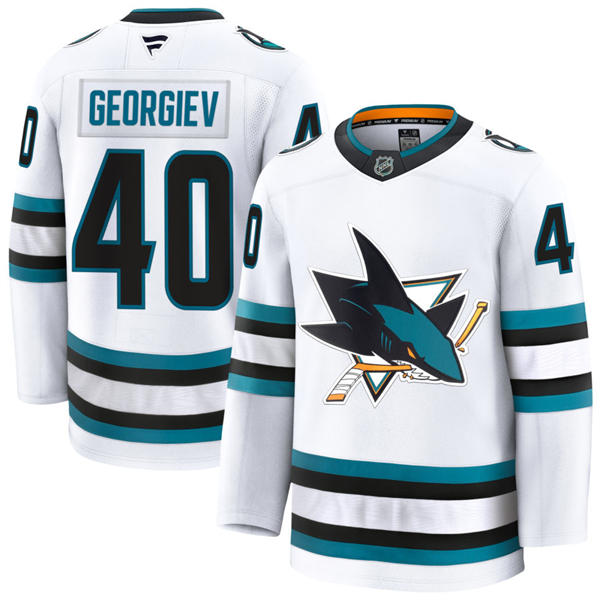 Mens San Jose Sharks #40 Alexandar Georgiev Fanatics White Away Premium Jersey
