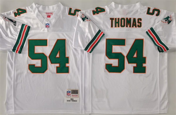 Mens Miami Dolphins #54 Zach Thomas Mitchell & Ness 2004 Legacy Throwback Jersey - White