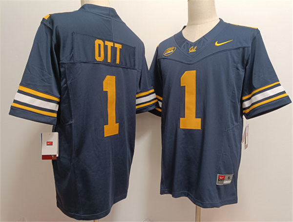 Mens California Golden Bears #1 Jaydn Ott  2024 ACC Navy Football Game Jersey