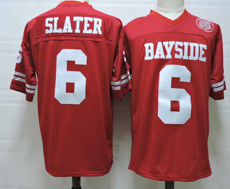 Men's Saved By The Bell #6 AC Slater Bayside Tigers Red Football Jersey