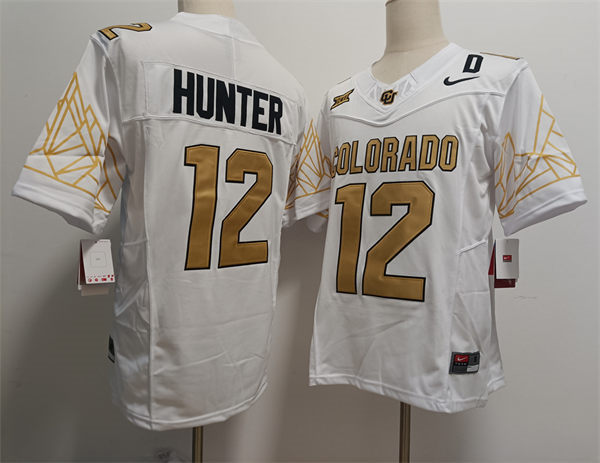 Mens Colorado Buffaloes #12 Travis Hunter 2024 XII F.U.S.E. Limited White Yellow Football Game Jersey