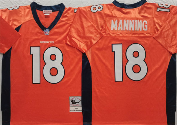 Mens Denver Broncos #18 Peyton Manning Orange 2015 Throwback Jersey