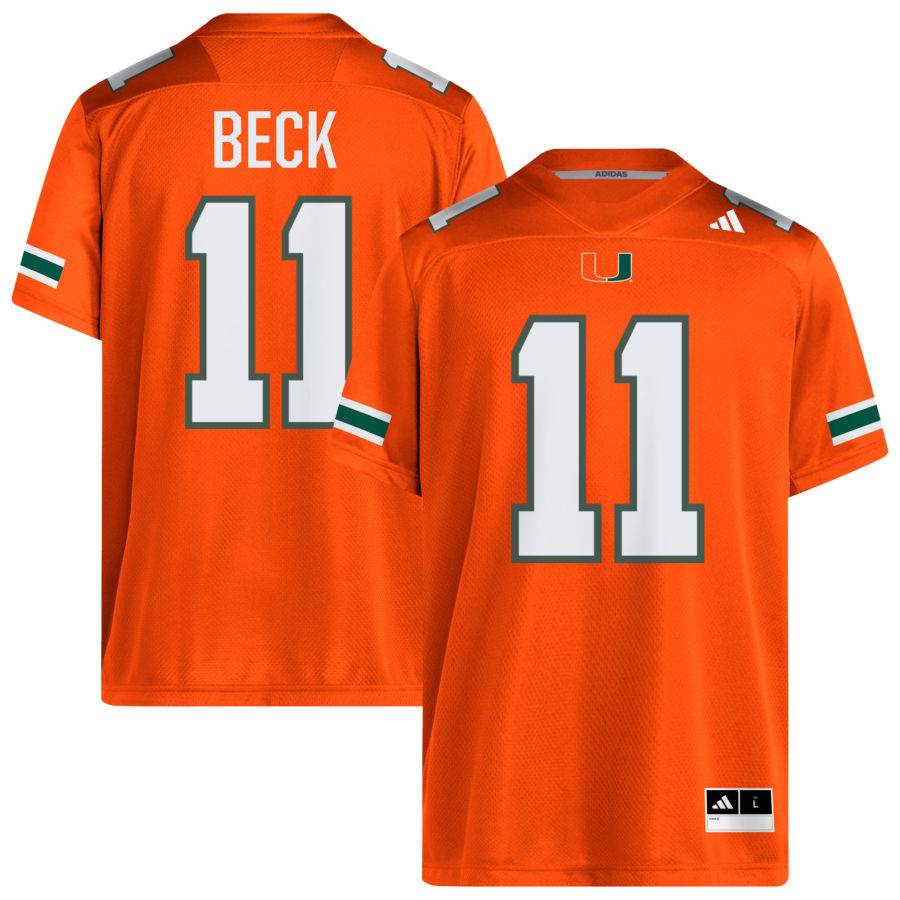Mens Miami Hurricanes #11 Carson Beck 2025 Orange Football Game Jersey