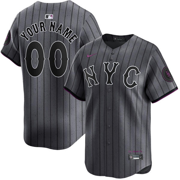 Mens New York Mets Customized Nike Graphite 2024 City Connect Limited Jersey